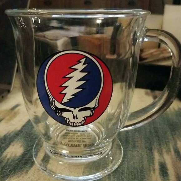 The Grateful Dead Jerry Garcia Glass Mug Brand New - Picture 1 of 2